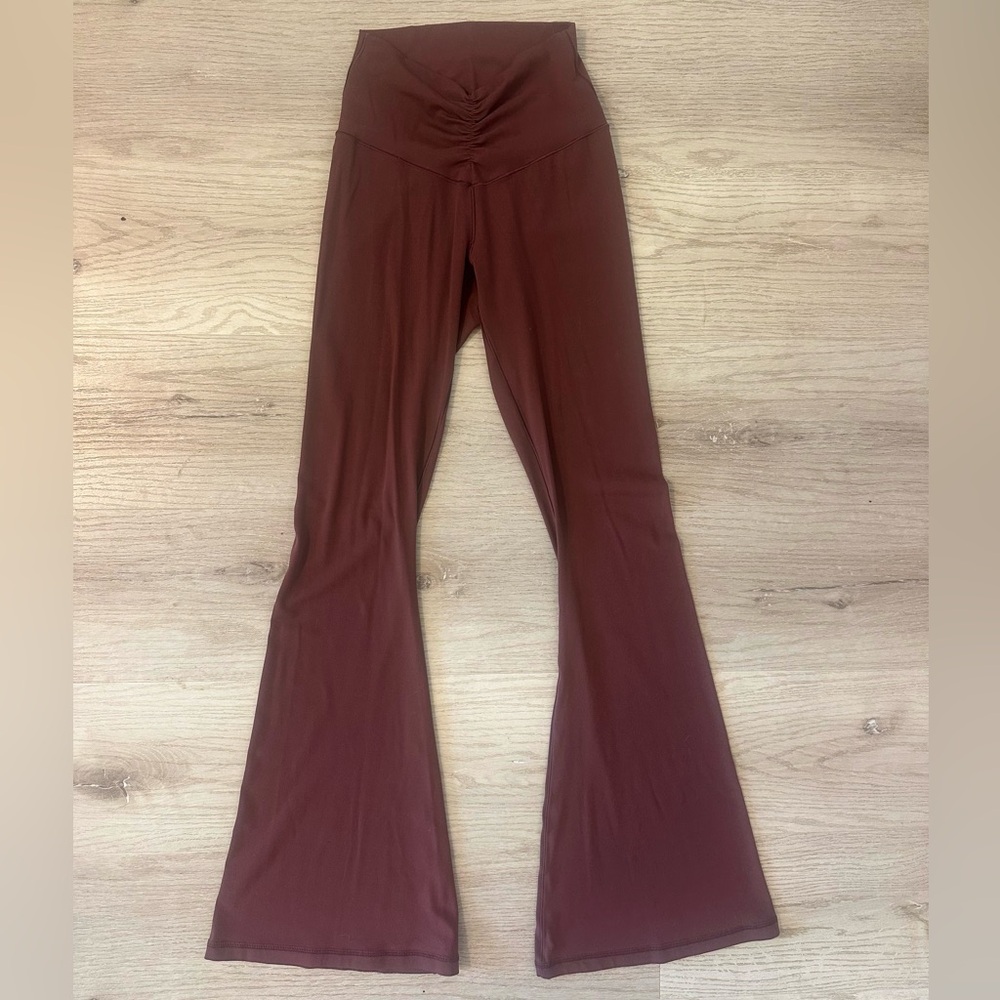 Offline by Aerie Real Me Ruched High Rise Flared leggings in Brown